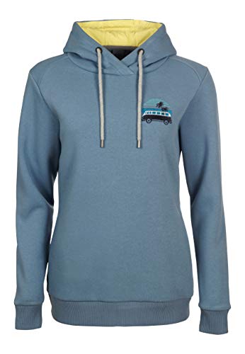 ELKLINE Damen Hoodie Get Going VW T1 Print | Kapuzenpullover leicht tailliert 2031044, Farbe:ashblue, Größe:44