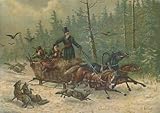 Wolfsjagd Jagdbild Müller Faksimile von Ã–ldruck Wilderer A3 55