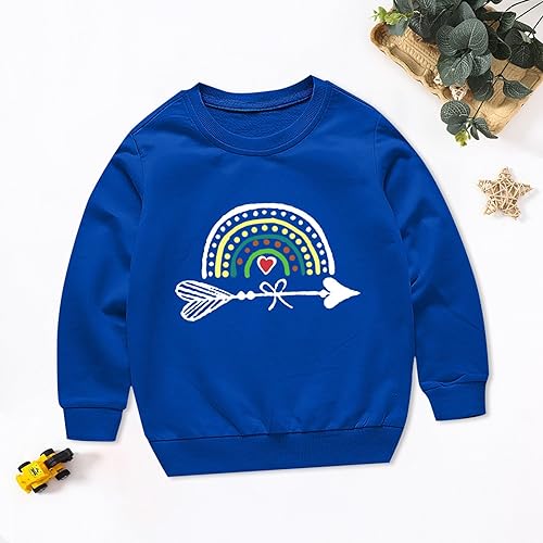 Toddler Boys Girls Sweater Autumn/Winter Rainbow Print Long Sleeve Round Neck Hatless Sweater Party (Blue, 11-12 Years)3