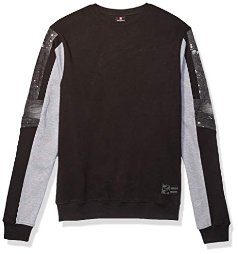 Southpole Men's Fleece Crewneck Sweatshirt, Black Denim, Small