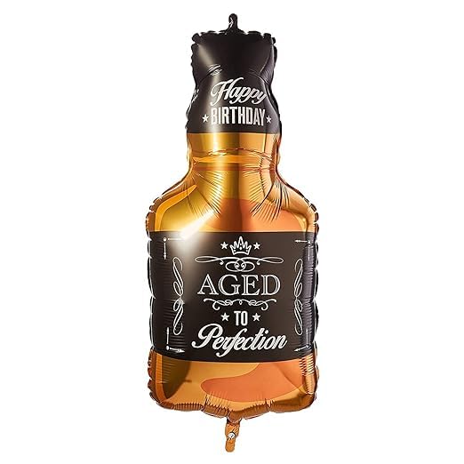 HiPPITY HOP The party collective Black, Brown 34' Aged to Perfection Whiskey Bottle Super Shape Mylar Foil Balloon
