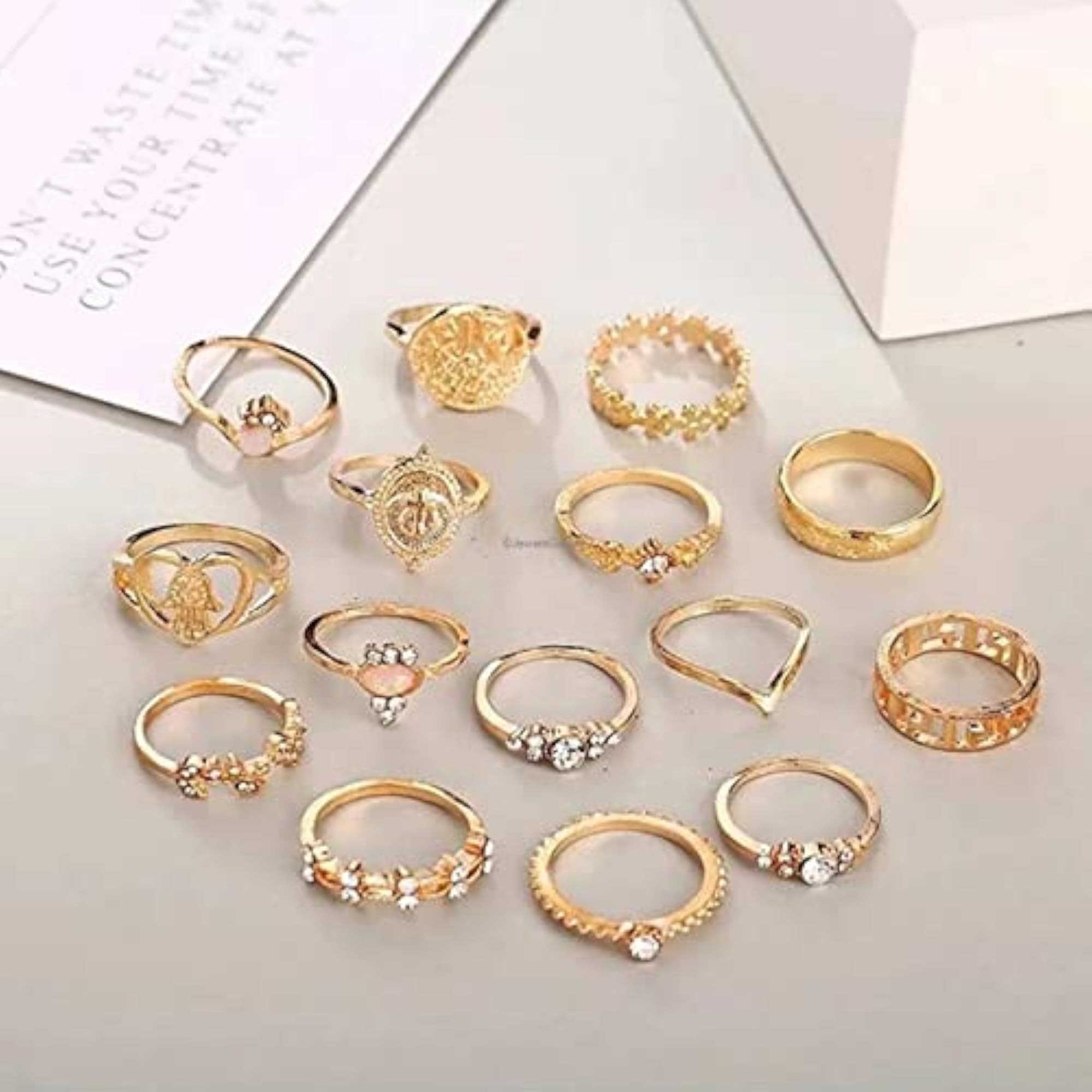 Set of 15 Contemporary Stackable Rings
