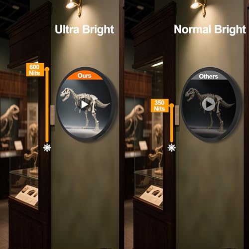 Image of 23.6 Inch Round Digital Signage, 600nits High Brightness LCD Monitor Advertising Display,Indoor Digtal Signage, CMS /U-Disk Plug&Play, Smart Split Screen, 24 /7 Operation, HDMI /USB /WiFi /Android System