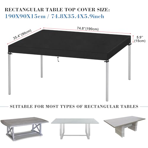 VANSHEIM Outdoor Table Top Covers Waterproof Table Cover Outdoor Furniture Cover 420D Oxford Fabric Garden Table Cover Windproof Patio Camping Table Cover Rectangle 190x90x15cm - Image 2