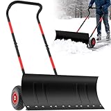 Snow Shovel with Wheels,Heavy Duty Steel Snow Shovel...