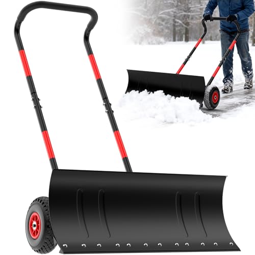 Heavy Duty Steel Snow Pusher with Reflective Tape