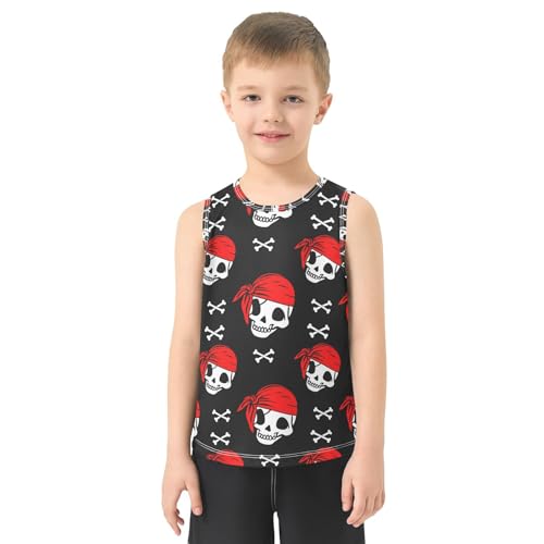 J JOYSAY Pirate Skull Bones Black Boys Tank Top Sleeveless Muscle Shirts Quick Dry Kids T-Shirts 3-15T2