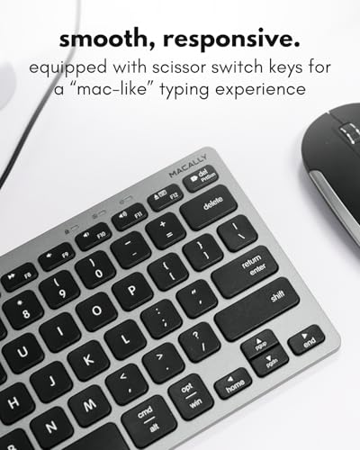 Image of Macally Small Wired Keyboard for Mac and PC (Dual USB C + A) - Save Space, 78-Key Layout with 13 Shortcuts, Type C - Compact USB C Keyboard for MacBook, iMac, iPad, iPhone - Space Gray