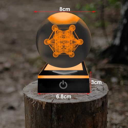 Lampe de nuit boule de cristal 3D Cube Métatron et veilleuse LED - 3