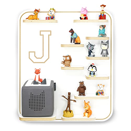 Estantería infantil de madera para caja de música, letra J, adecuada para caja de música y 36 tonies, regalo, juegos, colección, para colgar (letra J) Cover