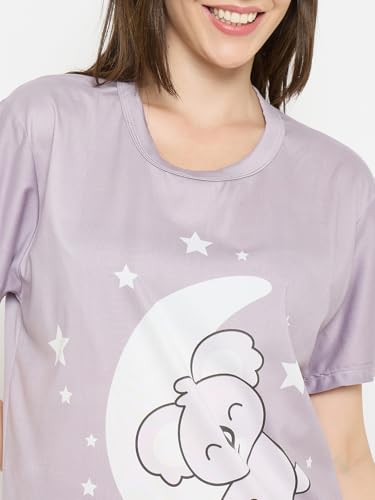 Image of CAMEY Women's Printed Pyjama Set, Short Sleeve T-Shirt and Trousers, Women Nightsuit, Loungewear Sets