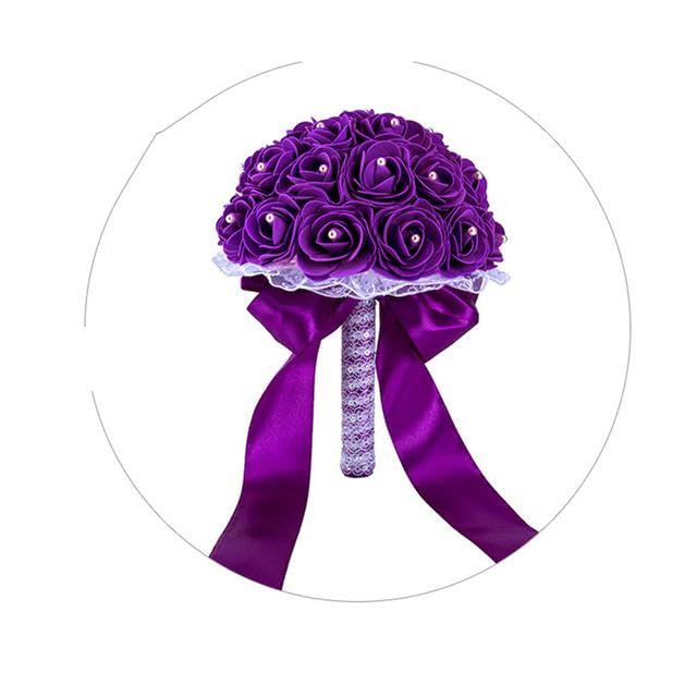 Bouquet de mariée bleu royal et violet profond pour un cortège de mariage élégant