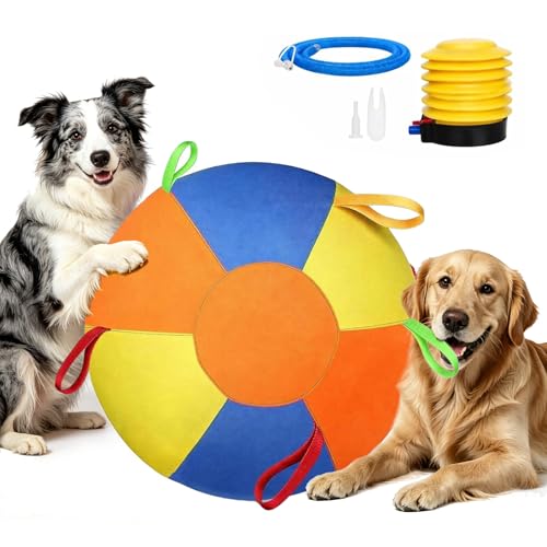 Herding Ball for Dogs Inflatable Dog Ball for Outside Play Calming Jumbo Ball for Dogs with Handles Interactive Herding Toys for Border Collies Australian Shepherds Blue Heelers Horses (10)