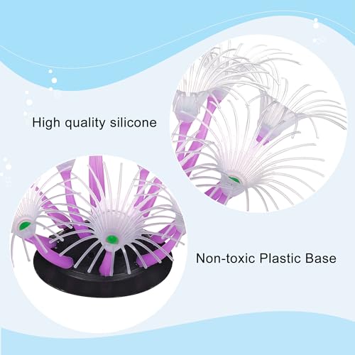 Image of Soft Silicone Glowing Aquarium Coral, Aquarium Coral Decorations with Sucker, Glowing Artificial Ornament for Fish Tank Decorations Accessories, Sunflower