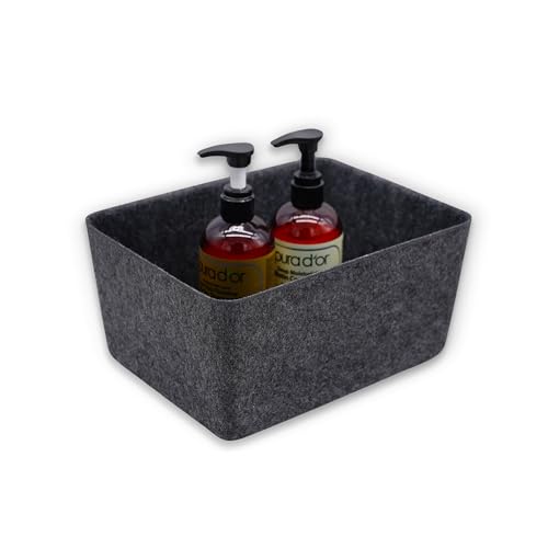 Image of Welaxy Minimalist Felt Desk Drawer Organizer Charcoal Deep Wider Storage Bin