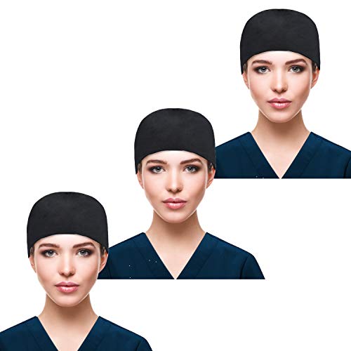 Image of QBA Adjustable Working Cap with Button, Cotton Working Hat Sweatband, Elastic Bandage Tie Back Hats for Women & Men, One Size
