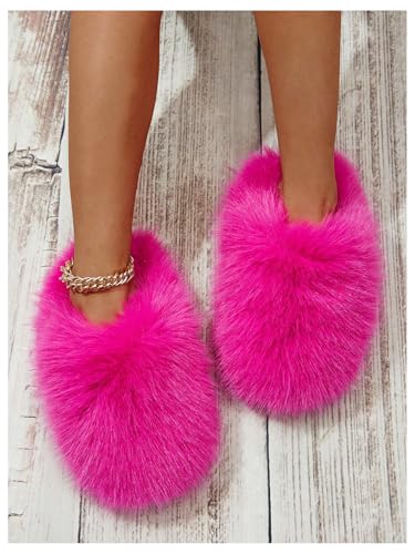 Verdusa Women's Furry Faux Fur House Slippers Warm Home Slipper Shoes2