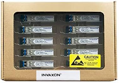INVAXON 10 Pack 100% Compatible for GLC-LH-SMD/GLC-LH-SM/SFP-GE-L, Gigabit SFP Transceiver, 1000Base-LX/LH, SMF, 1310nm, 10km