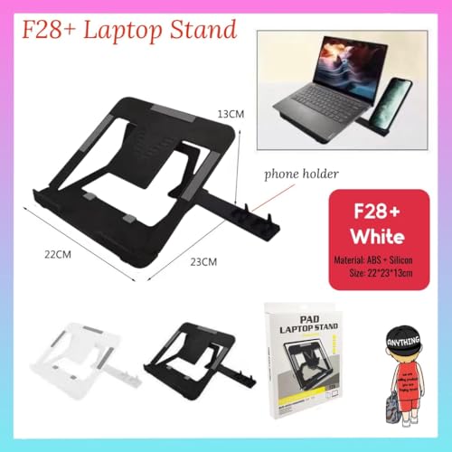 Image of Global Impex Adjustable Laptop Tabletop Stand Patented Riser Ventilated Portable Foldable Compatible with MacBook Notebook Tablet Tray Desk Table Book with Free Phone Stand (Black)