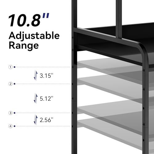 Image of Warmiehomy Extra Tall & Large Printer Stand, 24 inch x 24 inchx 46'' Height 4 Tier Metal Printer Table for Home Office, Printer Stand with Adjustable Storage Shelf, Rolling Cart for 3D Laser Printer (Black)