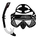 CHICIRIS Snorkel Goggle Tube Set, HD Glass Swimming Training Snorkel Kit Portable Wear Resisting Sealing Tube for Swimming (Black
