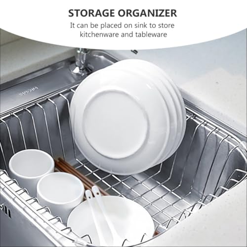 Cesta para secar platos Gadpiparty de acero inoxidable que ahorra espacio con eficacia 2