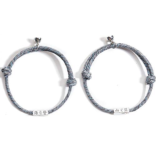 Kacoco Paire de bracelets tissés à la main - Bracelet à breloques tressé - Bracelet magnétique d'amitié pour amoureux, amis, sœurs Cover