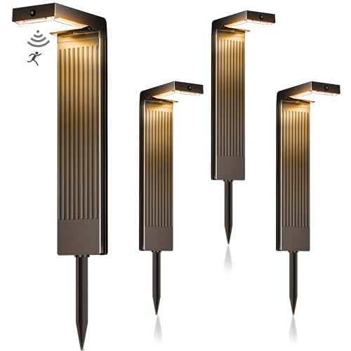 COXSENI Solar Lights Outdoor Pathway, 4Pack Motion Sensor Solar Pathway Lights, 3 Working Modes...