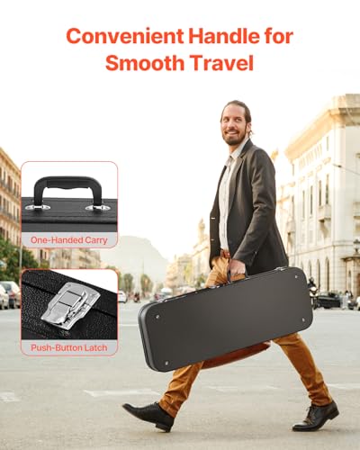 Image of VEVOR Electric Guitar Hard Case, 43.11 in Rectangular Guitar Hard Case, With Lock Latch Keys Handle, PVC Padding Soft Lining Water-Resistant Hard Shell Guitar Cases, for 39 in Electric Guitars, Black