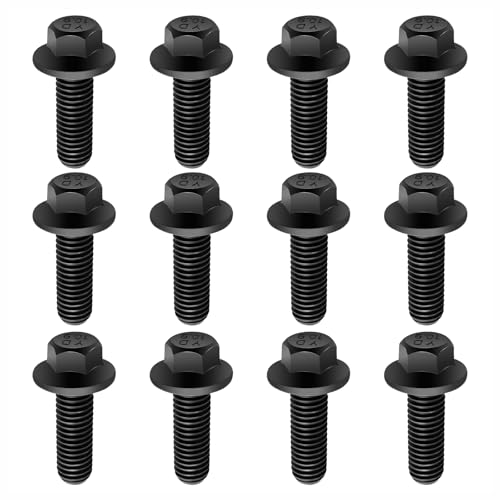 12PCS M8x1.25 Exhaust Manifold Bolts OEM#551696 Grade 10.9 LS Header Bolts Compatible with GM LS LT Series Pontiac Chevrolet LS Exhaust Manifold Bolts Replacement Car Accessories