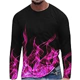 T-shirts pour homme - Haut à manches longues - Impression 3D - Col rond - Sous-manteau - Tunique - Blouses et chemises - Grande taille, violet, M