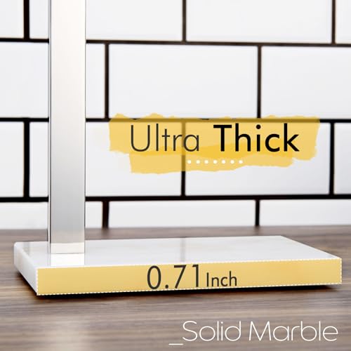 Image of KOKOSIRI Hand Towel Holder Stand Towel Rack with Steady Marble Base for Bathroom Vanity Countertop, Polished Stainless Steel 15.7'' Height THS0006-CH