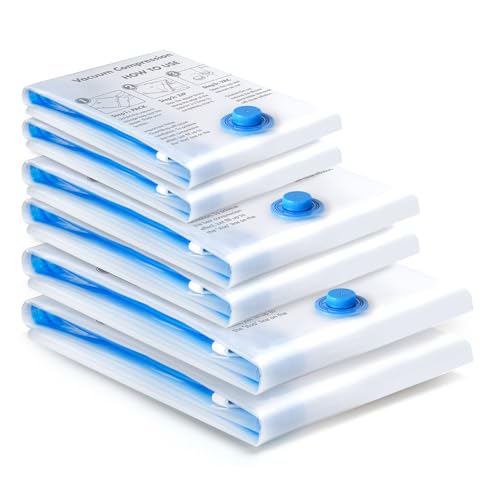BoxLegend Sacchetti Sottovuoto Vestiti 6 Pezzi 2XL + 2L + 2S Buste Sottovuoto Sacchetti Salvaspazio Aspirapolvere Viaggi Deposito Domestico per Materassi, Vestiti, Trapunte