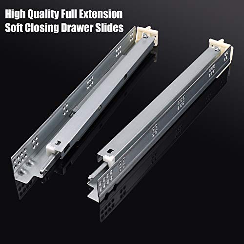 Knobonly 1 Pair 18" Soft Close Drawer Slides, Zinc Plated Under Mount