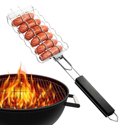 Basket Grill - BBQ Grill Basket | Grilling Cestini BBQ | Thotochi Di Hot Dog Per Grigliare | Griglie Per Picnic Per 6 Cestini In Metallo Da Hot Dog Accessori Per Utensili Barbecue Portatili Per Verdur