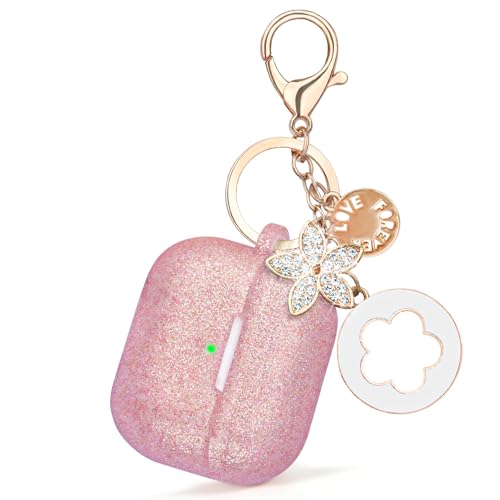 Image of Case for Apple Airpods 4 - VISOOM Airpods 4 Cases 2024 Cover Women Anti-Drop Silicone iPods 4 Earbuds Wireless Accessorie Charging Cases Girl Bling Keychain for Airpod iPods 4th Generation