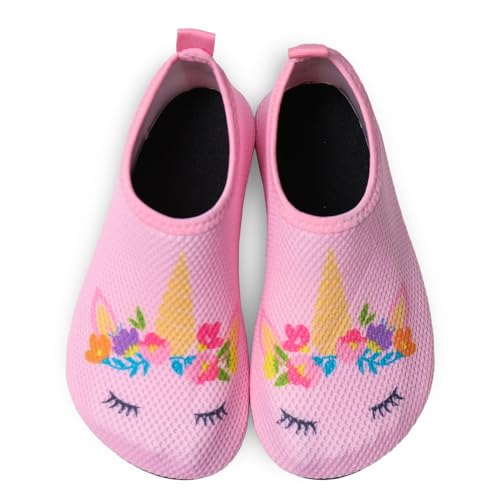 EDOTON Enfants Garçons Chaussures Fille Chaussures Aquatiques de Plage Chaussures d'eau Séchage Rapide Antidérapant Pieds Nus pour Piscine Surf Sport Yoga (EU 22-23,Cheval solitaire rose) – vue 2
