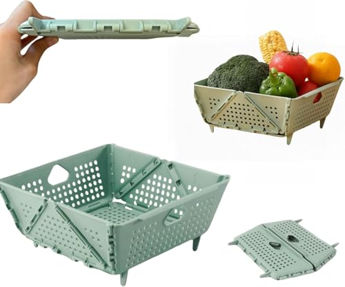 ViWaVee Colador de pasta, plegable, colador de pasta de plástico, colador de cocina plegable, ideal para pasta, verduras y frutas, también como inserto al vapor, apto para lavavajillas, sin BPA y