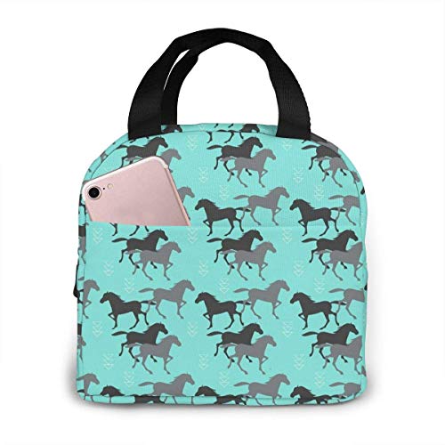 Yuanmeiju Wild Horses - Bolsa de picnic con aislamiento térmico, bolsa térmica Bento para preparación de comidas, grandes bolsas suaves a prueba de fugas para lonchera, camping, viajes, pesca