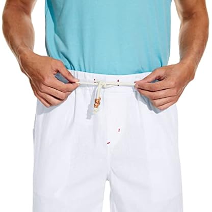 Boisouey Men's Linen Casual Classic Fit Short Summer Beach Shorts - Image 4