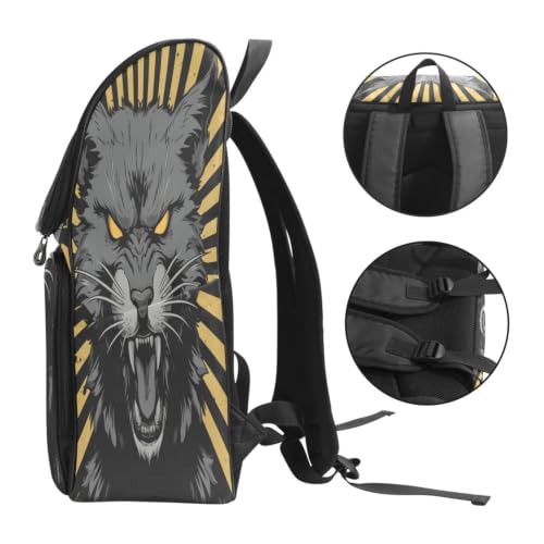 Sac à dos chat noir à grands compartiments pour transporter tous vos cours - 3
