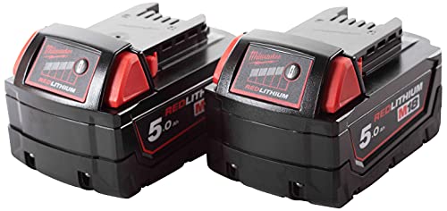 Pack de 2 Batteries MILWAUKEE M18 B5 REDLITHIUM Li-Ion 5.0Ah