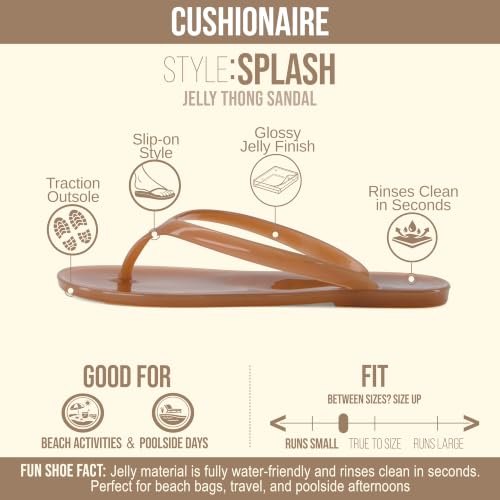 Image of CUSHIONAIRE Splash Jelly Flip Flops for Women With Flexible Sole, Glossy Jelly Finish Summer Sandals for Women
