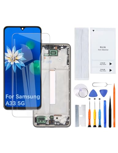 Écran pour Samsung Galaxy A33 5G anti-traces avec châssis noir