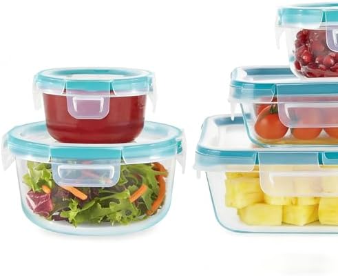 10-piece glass food storage container set with airtight and leak-proof lids, microwave and dishwasher safe, BPA-free, perfect for kitchen organization and storing leftovers. - Thumbnail 2