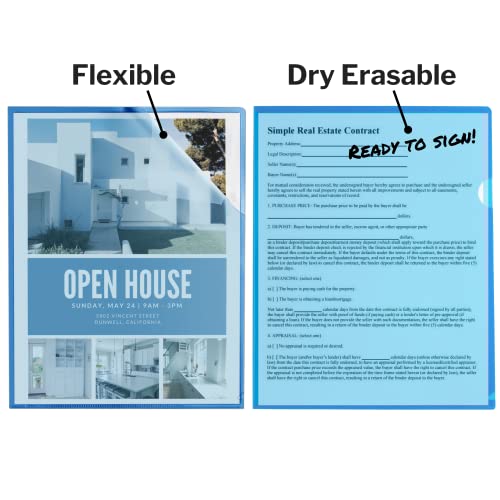 Dunwell Clear File Folders Sleeves- (6 Pack, Assorted 6 Colors), Acid-Free Poly, Letter Size 8.5X11 Transparent Plastic Folder, Clear Project Folders, Colored Project Sleeves, See Through File Folders #TOP5