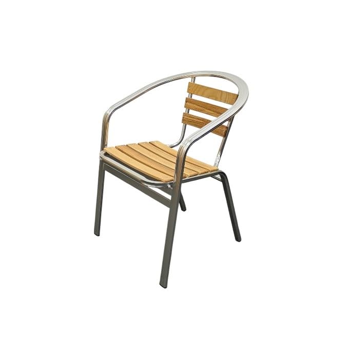 BE Furniture Ash Aluminium Garden Chair, Stacking Patio Chair, Ash Aluminium Chair