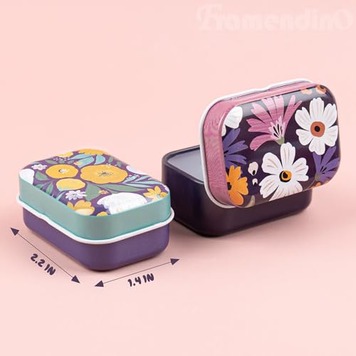 Framendino, 5 Pack Mini Flower Trinket Coin Box Floral Storage Containers with Lids for Jewelry Case (Random Color)