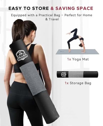 HAPBEAR Large Yoga Mat - 72"x36" Extra Wide Exercise Mat - 1/4" Thick Dual Color PVC | Ant - image 7