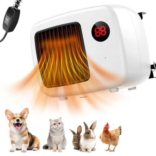 Wandmontierter Kleiner Heizlüfter - Zweistufig Regelbarer, Temperaturgesteuerter Energiespar Kater Hundehüttenheizer mit Reißschutz, Integriertem Haarschutznetz - Niedrigem Geräuschpegel